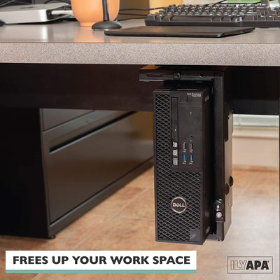 Under Desk Computer Mount with 360 Degree Swivel - CPU Holder for PC Desktop Tower