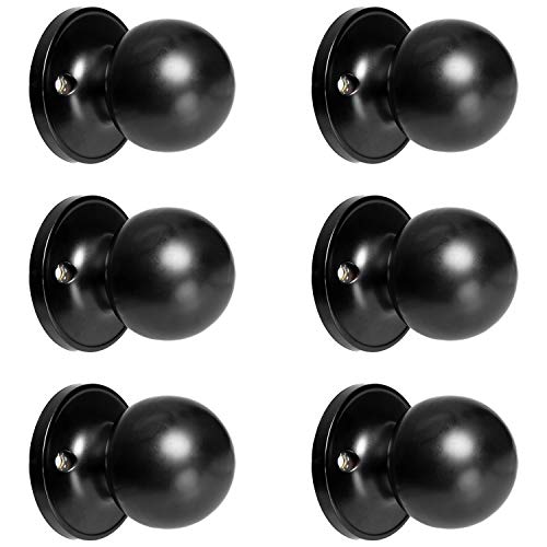 Ilyapa Half Dummy Door Knob - Ball, Matte Black 6 Pack