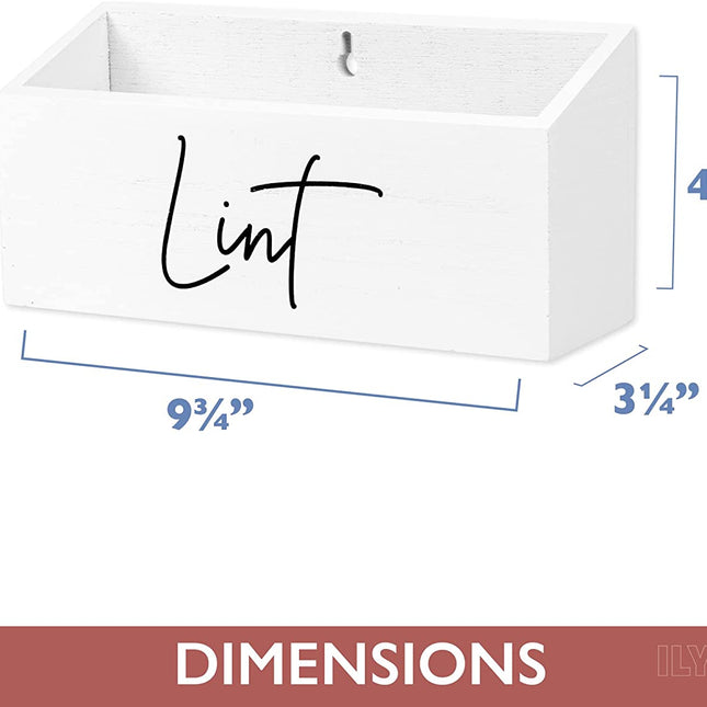 Ilyapa Wooden Magnetic Lint Bin for Laundry Room Organization and Cleanliness - White Lint Garbage Can
