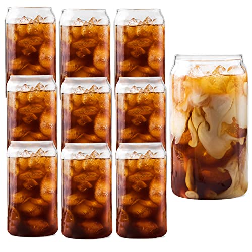 Ilyapa Can Shaped Pint Glass - 16 oz Classic Can Style Tumbler Drinking Glasses - Set of 10