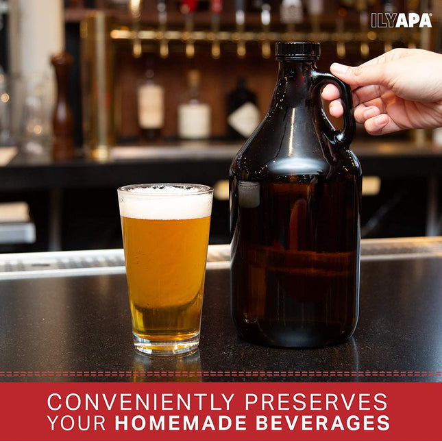 Glass Growlers for Beer, 3 Pack - 64 oz Growler Set with Lids - Great for Home Brewing, Kombucha & More