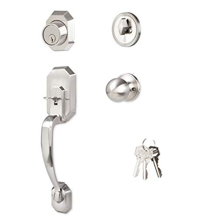 Ilyapa Front Entry Door Handle Set with Deadbolt - Heritage, Satin Nickel