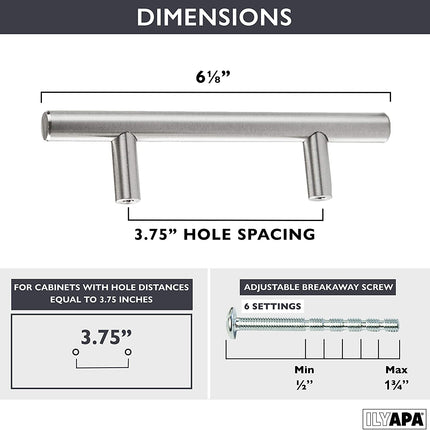 Satin Nickel Kitchen Cabinet Handles - 3.75 Inch Hole Center Bar Pulls - 25 Pack of Kitchen Cabinet Hardware
