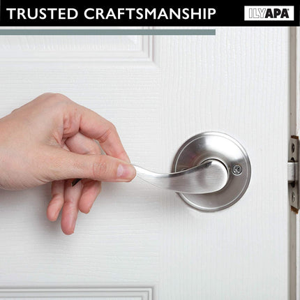 Interior Passage Lever - Keyless Hall and Closet Locksets, Reversible - Hall and Closet - Satin Nickel Finish - (6 Pack)