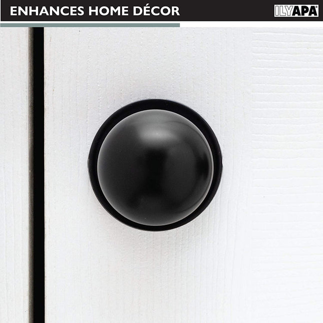 Ilyapa Half Dummy Door Knob - Ball, Matte Black 3 Pack
