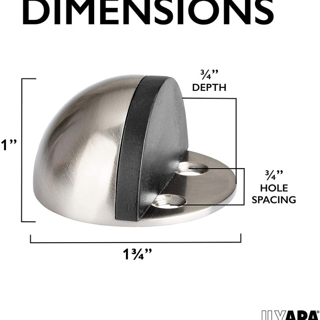 Floor Door Stop with Rubber Bumper 10 Pack, Satin Nickel - in Floor Mount Half Dome Door Stopper Set