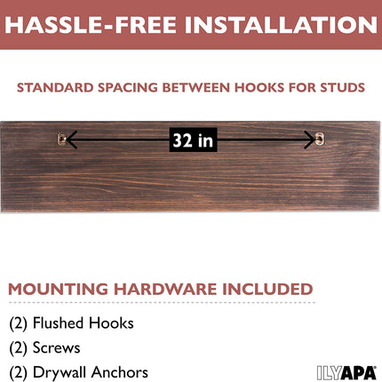 Ilyapa Wall Mounted Coat Rack Shelf, Espresso Wooden- 38" Entryway 10 Hook