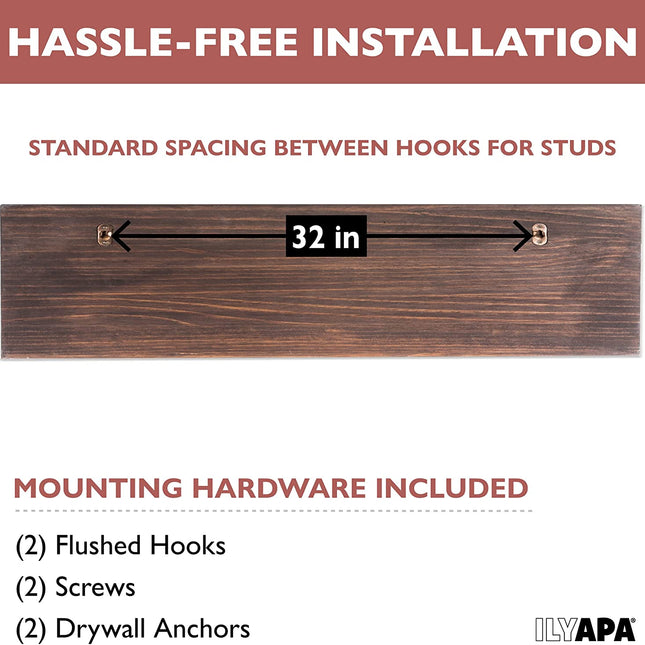 Ilyapa Wall Mounted Coat Rack Shelf, Espresso Wooden- 38" Entryway 10 Hook