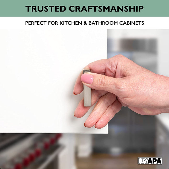 Satin Nickel Kitchen Cabinet Knobs, 25 Pack - Modern Square T-Knob Pull Handle