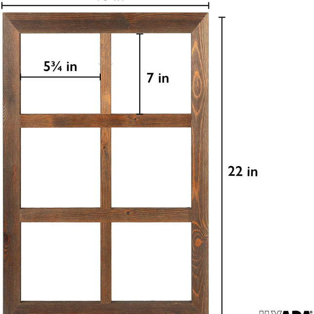Ilyapa Window Frame Wall Decor 2 Pack - 18x22" Rustic Espresso Wood