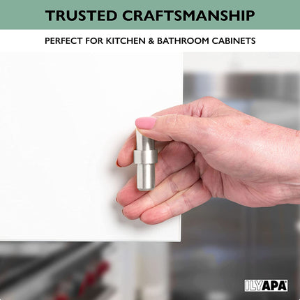 Satin Nickel Kitchen Cabinet Knobs, 10 Pack - Contemporary T-Knob Drawer Pull Handle Hardware