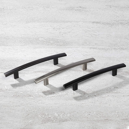 Black Kitchen Cabinet Handles - 3 Inch Hole Center Curved Bar Pulls - 25 Pack of Kitchen Cabinet Hardware