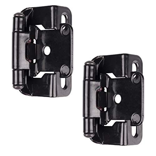 Self Closing Cabinet Hinges Black, 50 Pack - 1/2 Inch Overlay 3/4 Inch Frame Semi Wrap Kitchen Cabinet Door Hinge Hardware