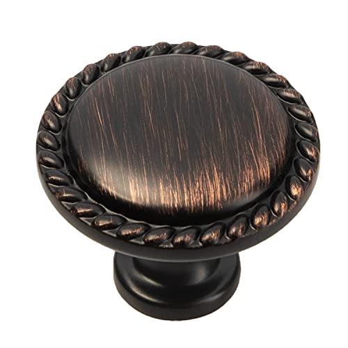 Ilyapa Oil Rubbed Bronze Kitchen Cabinet Knobs - Round Braided Drawer Handles - 25 Pack of Kitchen Cabinet Hardware