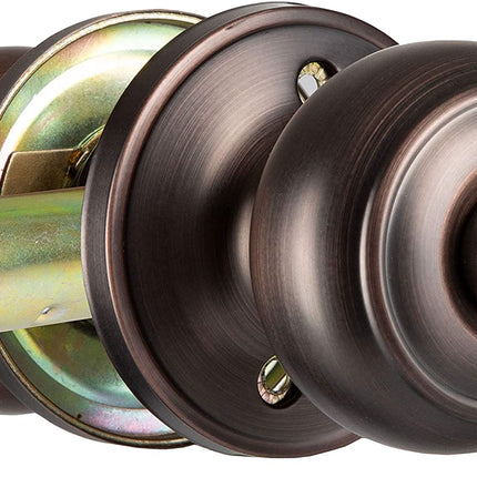 Interior Privacy Door Knob - Keyless Locking Door Handles for Bedroom or Bathroom - Oil Rubbed Bronze Finish