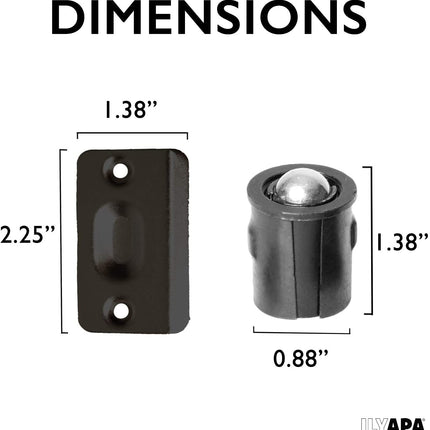 Ball Catch Door Hardware for Closet, Black 2 Pack