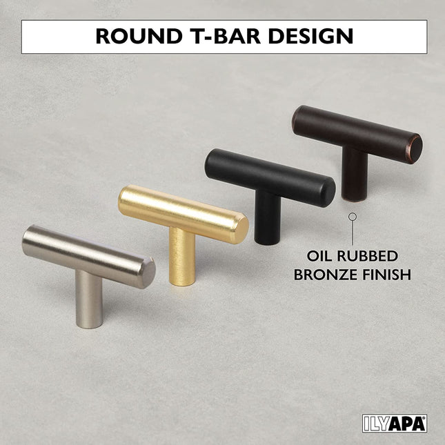 Oil Rubbed Bronze Kitchen Cabinet Knobs, 10 Pack - T-Knob Drawer Pull Handle Hardware