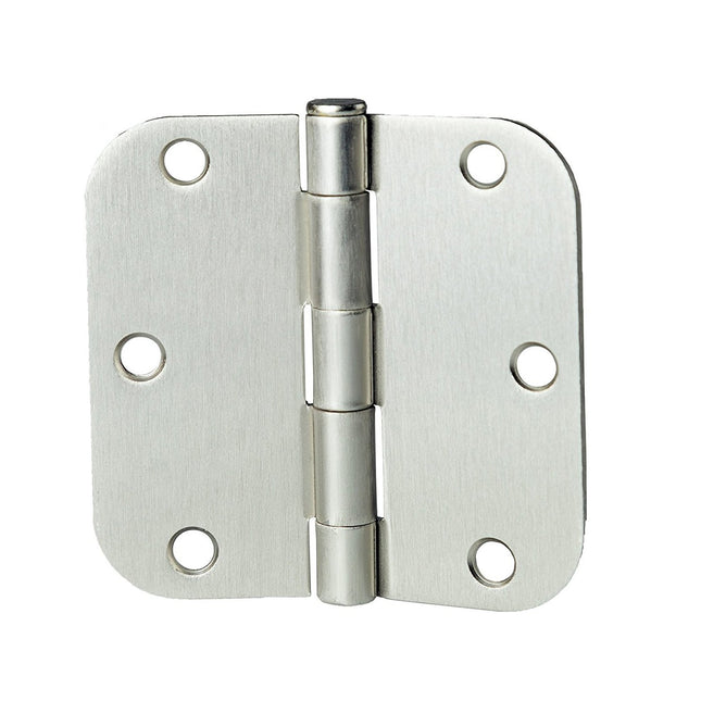 6 Pack of Door Hinges Satin Nickel - 3.5 x 3.5 Inch Interior Hinges for Doors Brushed Nickel with 5/8 Inch Radius Corners