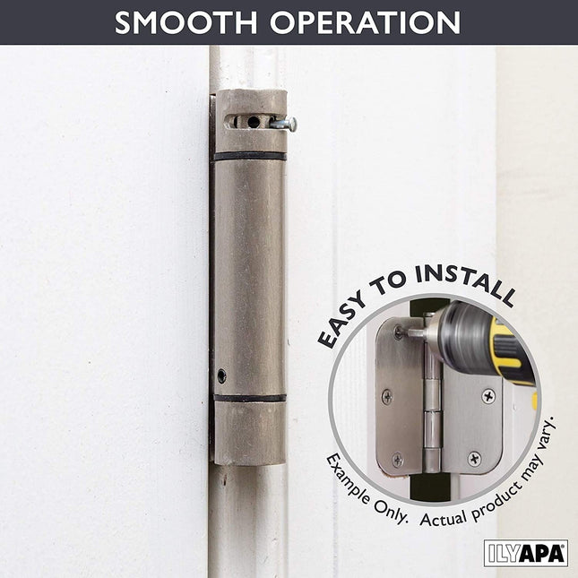 2 Pack of Self Closing Door Hinges Satin Nickel - 4 x 4 Inch Square Interior Hinges for Doors