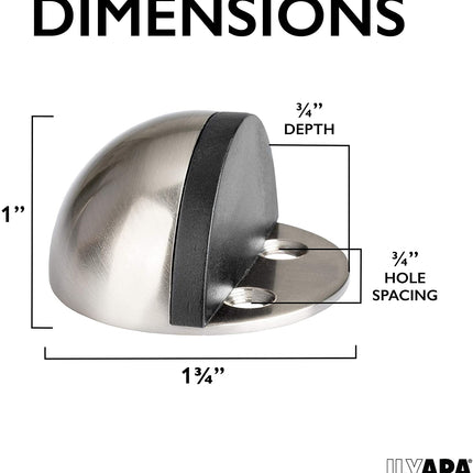 Ilyapa Half Dome Floor Mounted Door Stop with Rubber Bumper -Satin Nickel 2 Pack