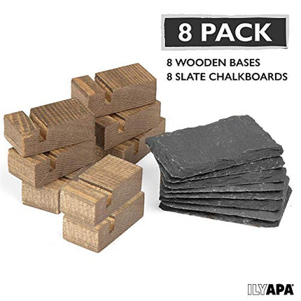 Mini Chalkboard Signs for Tables, 8 Pack - Rustic 2x3 Inch Small Slate Tabletop Chalk Boards with Wood Stands Set