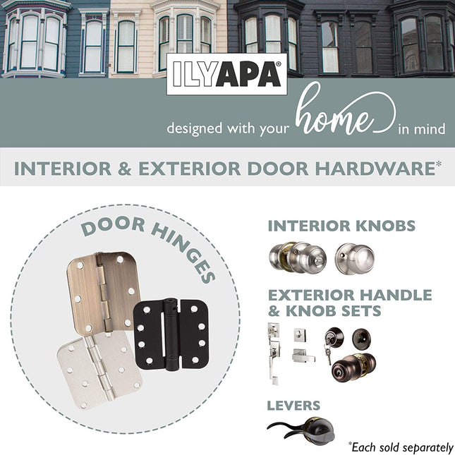 Ilyapa 48 Pack of Door Hinges Oil Rubbed Bronze-3.5 x 3.5" Interior-5/8" Corners