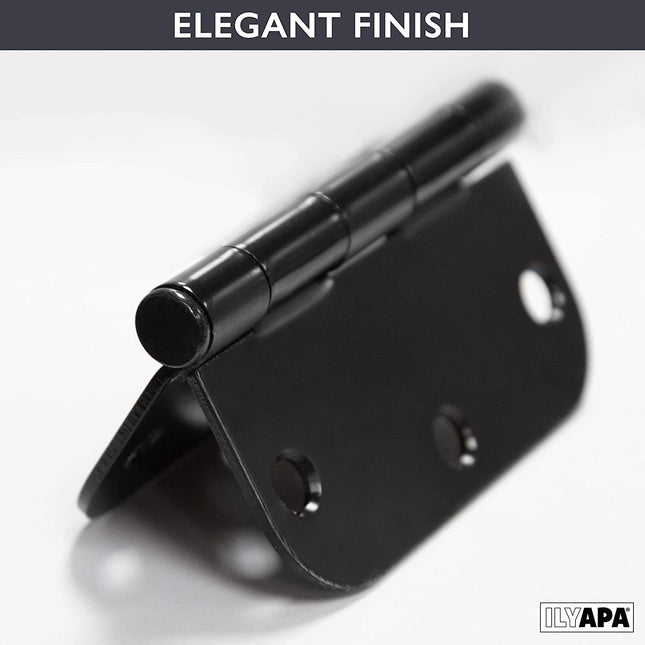 18 Pack of Door Hinges Black - 4x4 Inch Interior Hinges for Doors with 5/8" Radius Corners
