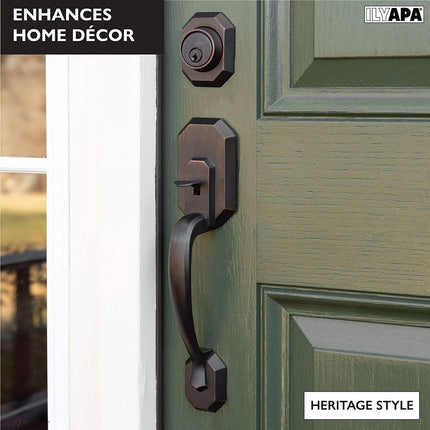 Ilyapa Front Entry Door Handle Set with Deadbolt - Heritage, Oil Rubbed Bronze