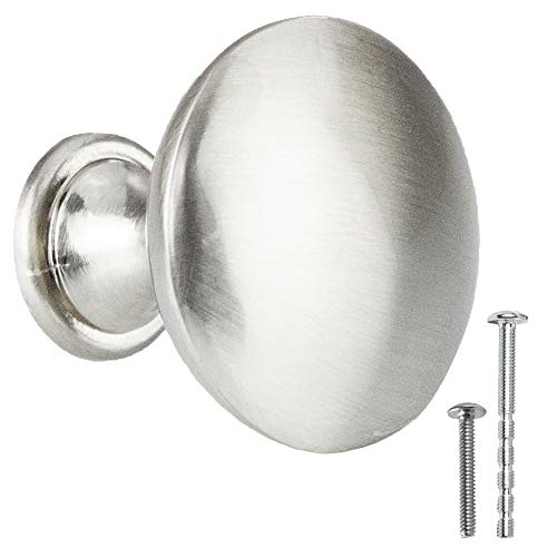 Satin Nickel Kitchen Cabinet Knobs - Round Drawer Handles - 25 Pack of Kitchen Cabinet Hardware