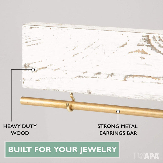 Ilyapa Wall Mounted 3 Piece Jewelry Organizer - Rustic White Wood