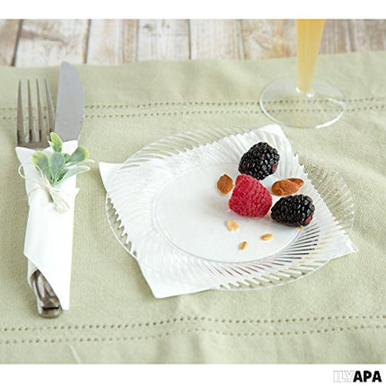 100 Premium Disposable Clear Plastic Plates for Dinner Party or Wedding - 6 Inch Fancy