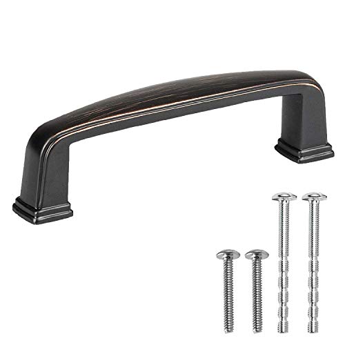 Oil Rubbed Bronze Cabinet Handles - 3 Inch Hole Center Modern Drawer Pulls - 25 Pack of Kitchen Cabinet Hardware