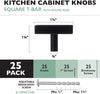 Black Kitchen Cabinet Knobs, 25 Pack - Square T-Knob Drawer Pull Handle Hardware