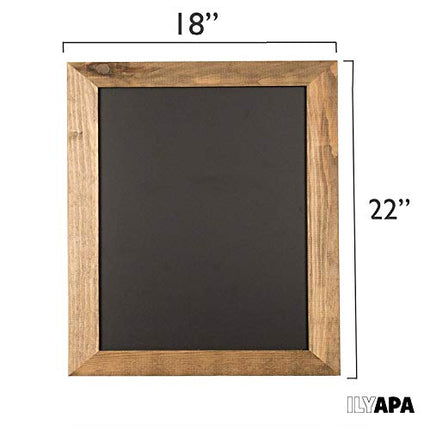 Ilyapa Rustic Wooden Magnetic Kitchen Chalkboard Sign - 18x22 Inch Brown Framed Hanging Chalk Board for Farmhouse Decor, Wedding, Restaurant & Home