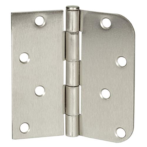 9 Pack of Door Hinges Satin Nickel - 4 x 4 Inch Interior Hinges for Doors with 5/8 Inch Radius