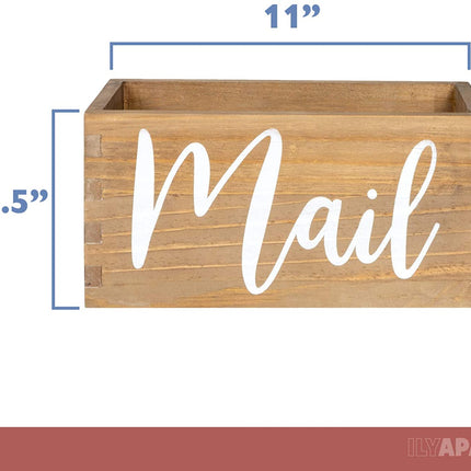 Ilyapa Barnwood Mail Holder for Countertop - Wood Mail Storage Basket for Entryway Table Decor