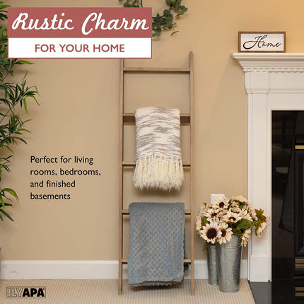 Ilyapa Blanket Ladder for The Living Room - Rustic Decorative Quilt Ladder, Barnwood