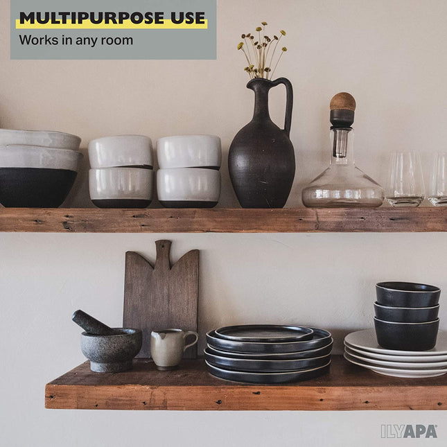 Hidden Shelf Brackets, Rustic Iron 8 Pack - 8 Inch Black Metal Blind Shelf Supports for Wall Mount Floating Shelves