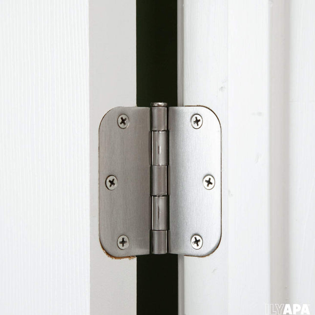 6 Pack of Door Hinges Satin Nickel - 3.5 x 3.5 Inch Interior Hinges for Doors Brushed Nickel with 5/8 Inch Radius Corners