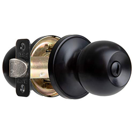 Ilyapa Privacy Door Knob for Bed/Bath - Ball, Matte Black Interior Keyless Turn Thumb Locking Round Door Handle, Matte Black