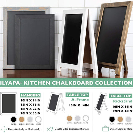Rustic Wooden Magnetic Kitchen Chalkboard Sign - 12x16 Inch Brown Framed Hanging Chalk Board for Farmhouse Decor, Wedding, Restaurant & Home