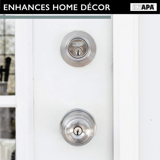 Ilyapa Entry Knob with Deadbolt Set - Colonial, Satin Nickle 3 Pack