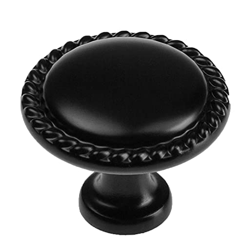 Ilyapa Flat Black Kitchen Cabinet Knobs - Round Braided Drawer Handles - 10 Pack of Kitchen Cabinet Hardware