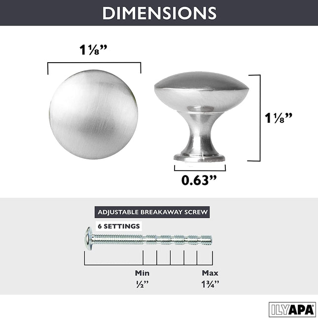 Satin Nickel Kitchen Cabinet Knobs - Round Drawer Handles - 25 Pack of Kitchen Cabinet Hardware