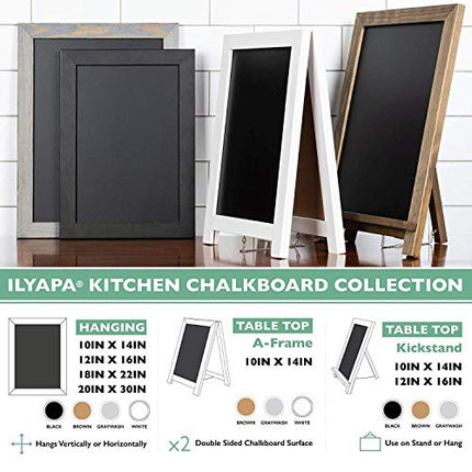 Ilyapa Rustic Wooden Magnetic Kitchen Chalkboard Sign - 18x22 Inch Graywash Framed Hanging Chalk Board for Farmhouse Decor, Wedding, Restaurant & Home