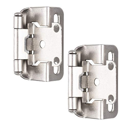 Self Closing Cabinet Hinges Satin Nickel, 50 Pack - 1/2 Inch Overlay 3/4 Inch Frame Semi Wrap Kitchen Cabinet Door Hinge Hardware