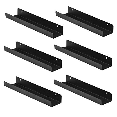 Ilyapa Vinyl Records Holder Shelf - Pack of 2, 4, or 8 Shelves - Metal Black Wall Mount Record Display