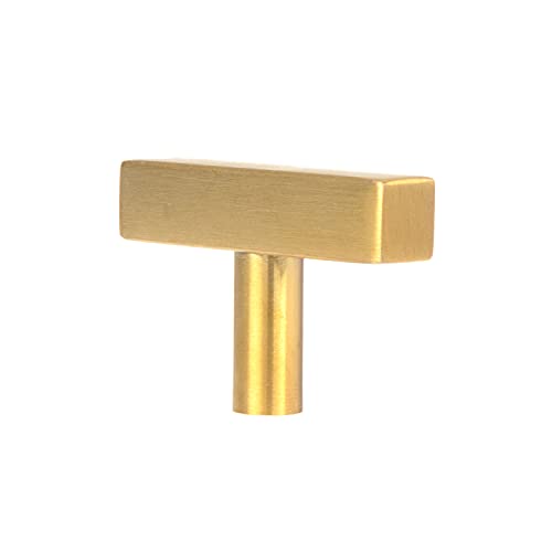 Brushed Gold Kitchen Cabinet Knobs, 25 Pack - Square T-Knob Drawer Pull Handle Hardware