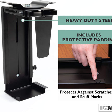 Under Desk Computer Mount with 360 Degree Swivel - CPU Holder for PC Desktop Tower