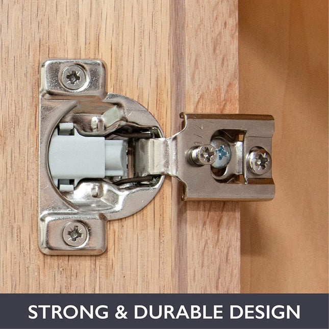 Soft Close Cabinet Hinge 50 Pack, Satin Nickel - 1/2 Inch Face Frame Concealed Kitchen Cabinet Door Hinges Hardware